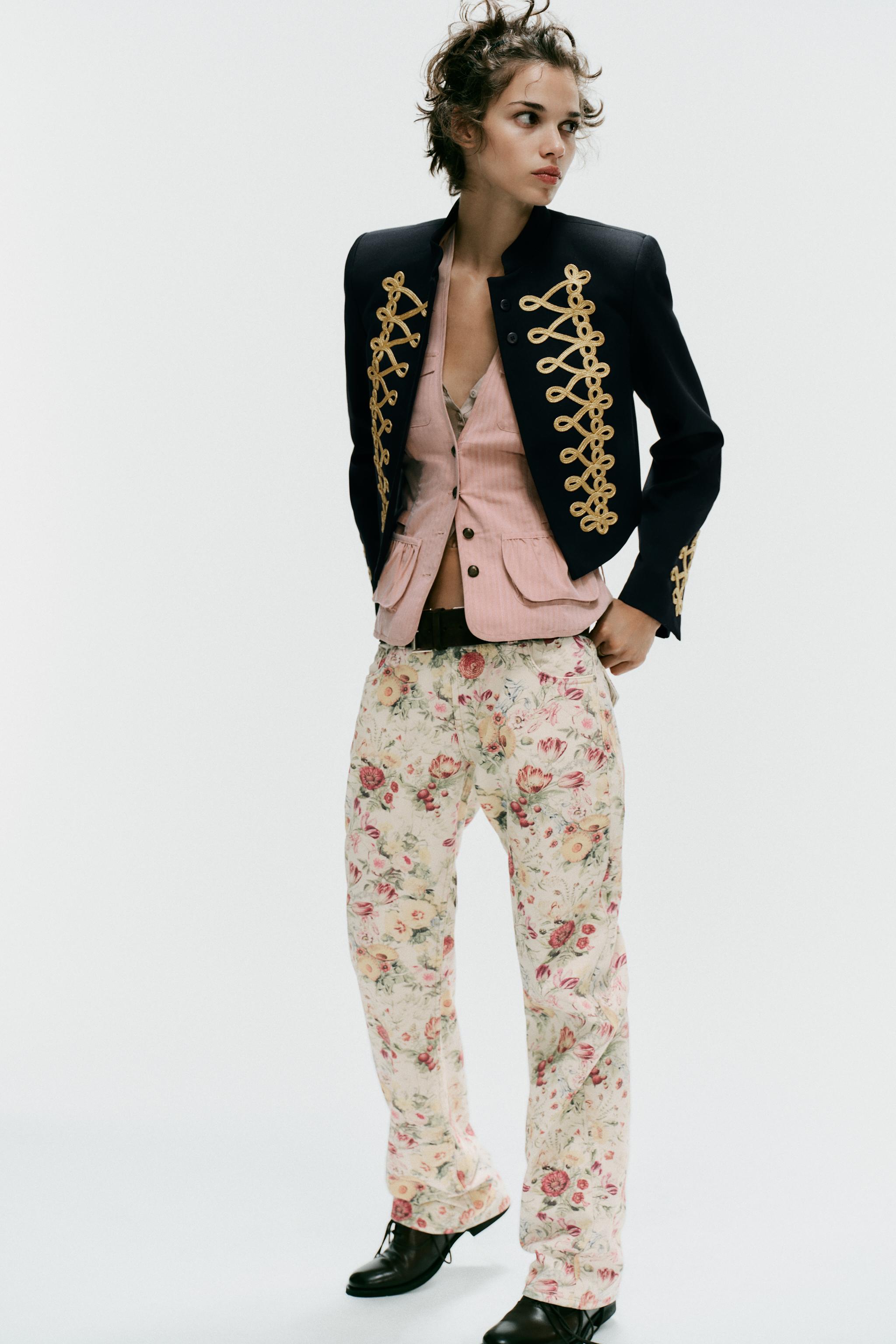 TRF FLORAL PRINT STRAIGHT JEANS